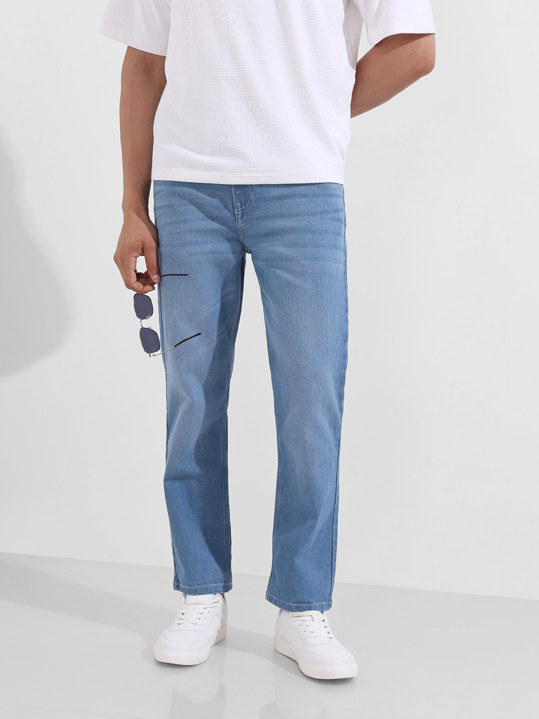 Men's Blue Slim Fit Solid Casual Jeans
