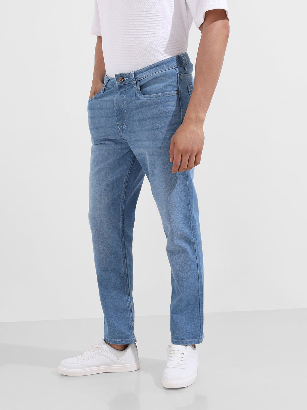 Men's Blue Slim Fit Solid Casual Jeans