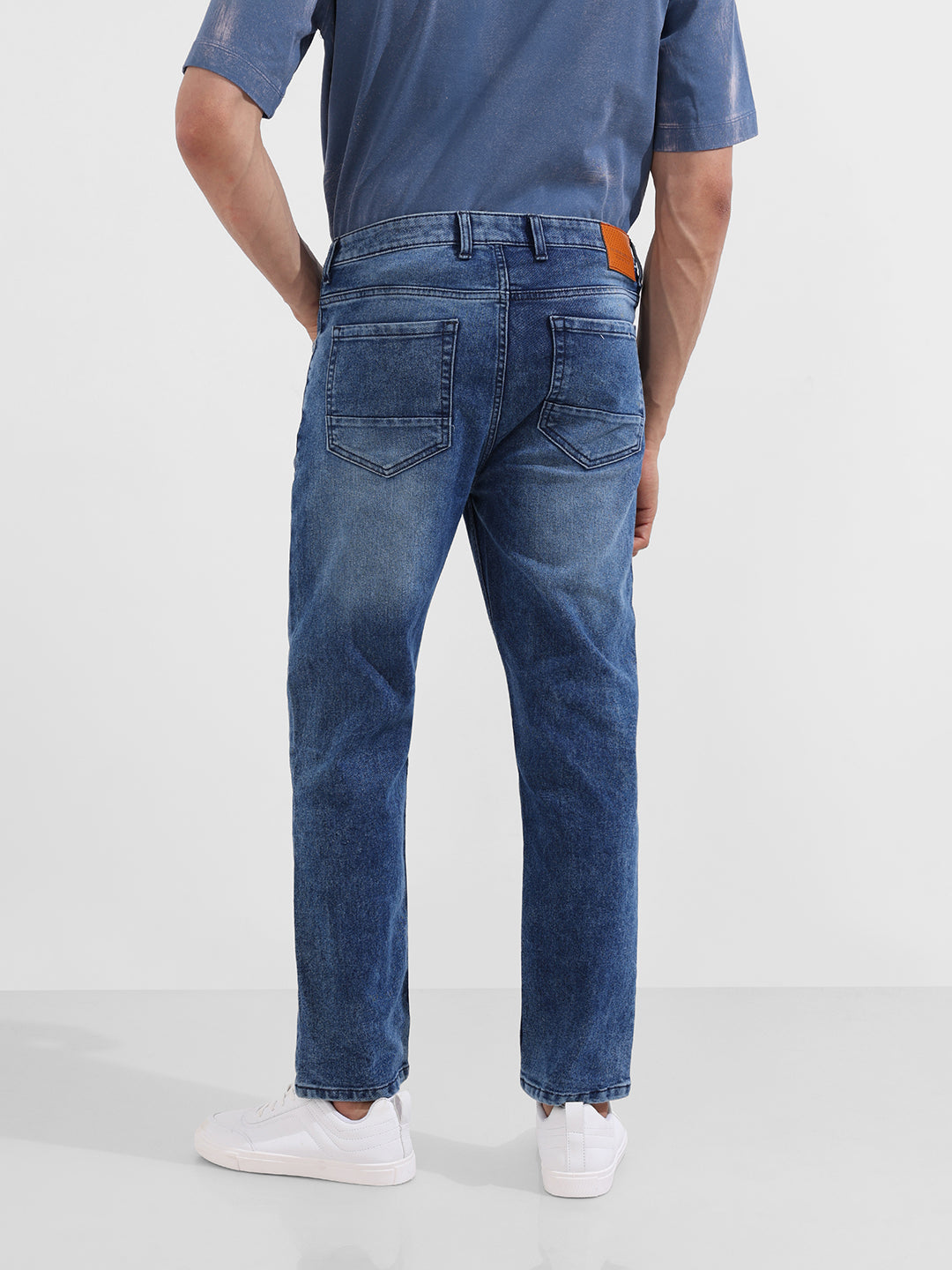 Men's Blue Slim Fit Solid Casual Jeans