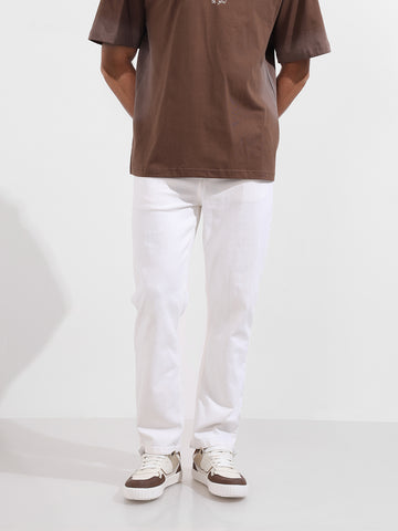Men's White Slim Fit Solid The Eternity Series Jeans