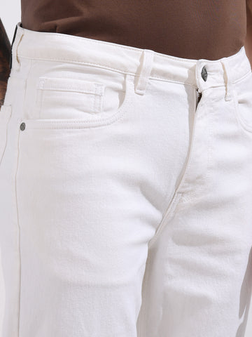 Men's White Slim Fit Solid The Eternity Series Jeans