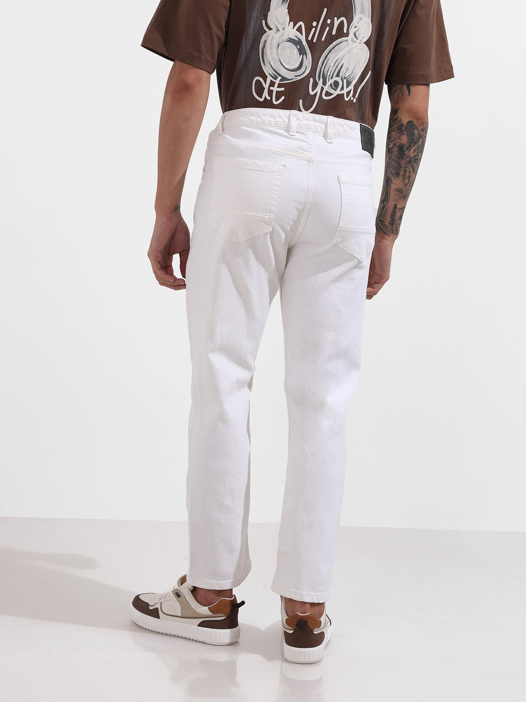 Men's White Slim Fit Solid The Eternity Series Jeans