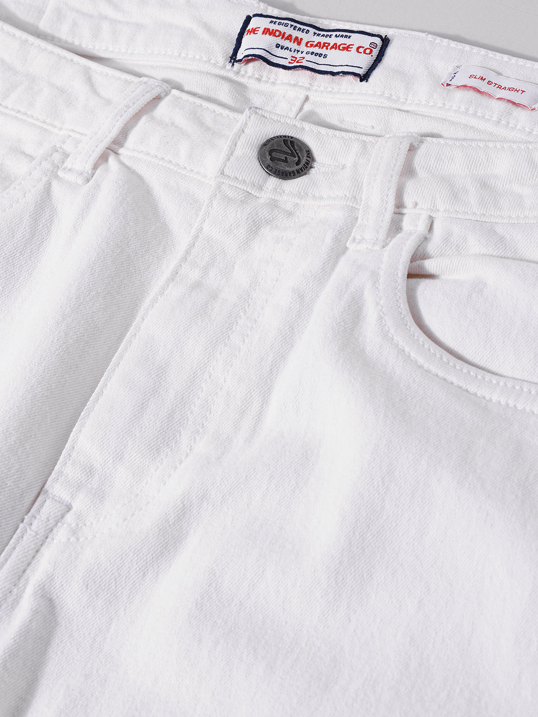 Men's White Slim Fit Solid The Eternity Series Jeans