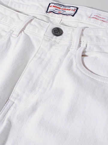 Men's White Slim Fit Solid The Eternity Series Jeans