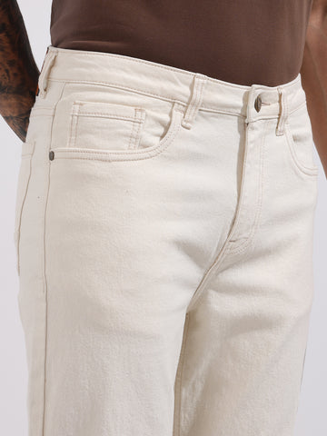 Men's White Slim Fit Solid The Eternity Series Jeans