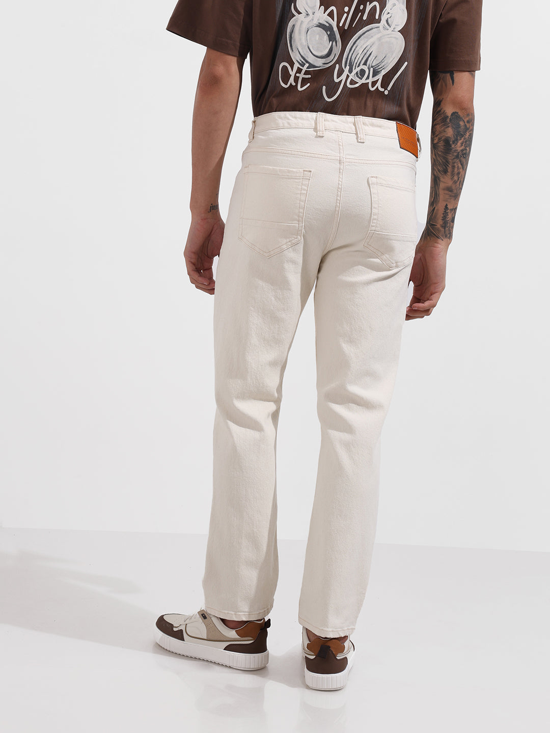 Men's White Slim Fit Solid The Eternity Series Jeans