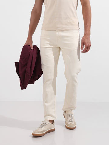 Men's White Slim Fit Solid The Eternity Series Jeans