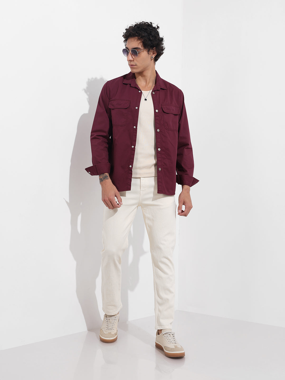 Men's White Slim Fit Solid The Eternity Series Jeans