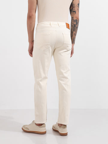 Men's White Slim Fit Solid The Eternity Series Jeans