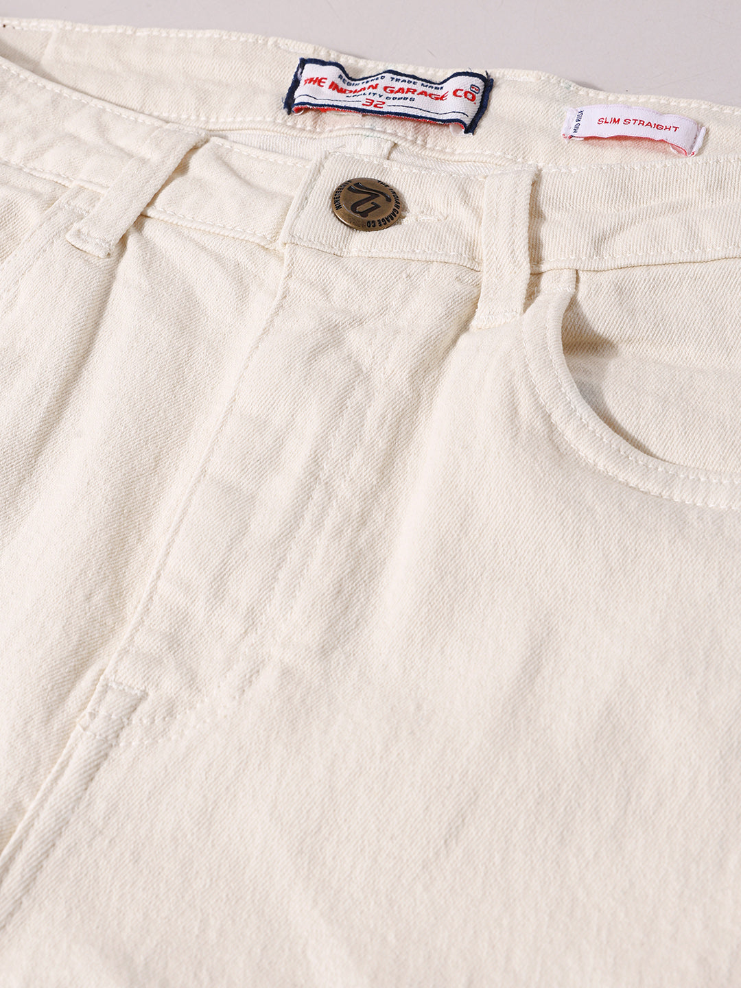 Men's White Slim Fit Solid The Eternity Series Jeans