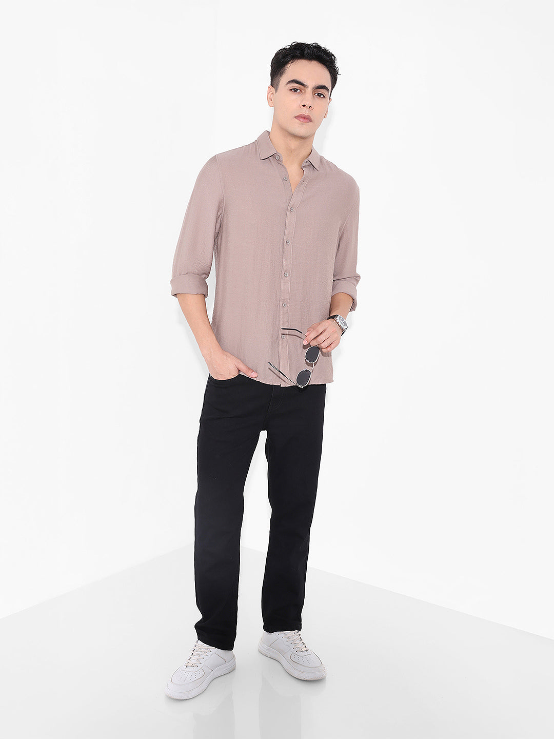 Men's Black Slim Fit Solid Casual Jeans