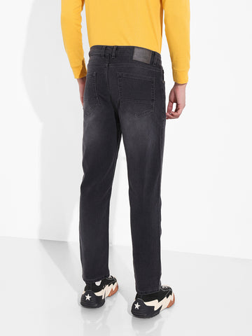 Men's Grey Slim Fit Solid Casual Jeans