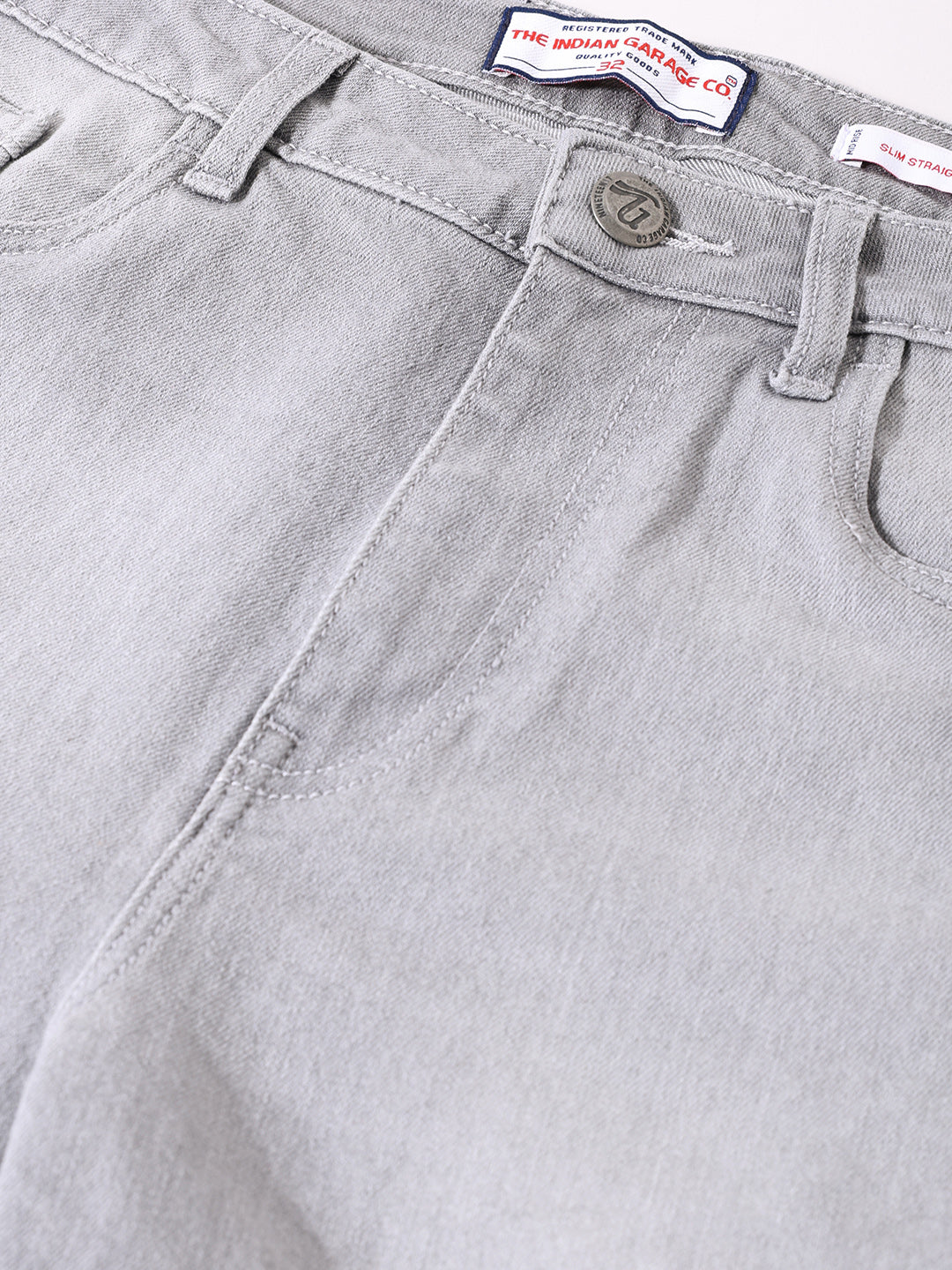 Men's Grey Slim Fit Solid Casual Jeans