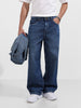 Men's Blue Baggy Fit Solid Casual Jeans