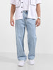 Men's Blue Baggy Fit Solid Casual Jeans
