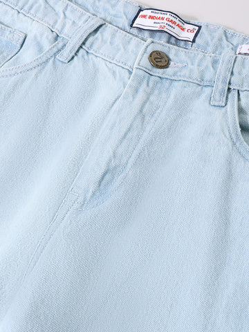 Men's Blue Baggy Fit Solid Casual Jeans