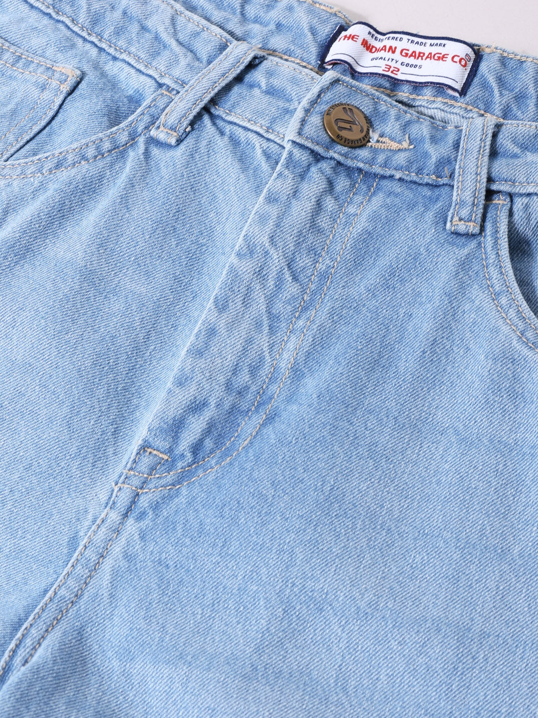 Men's Blue Baggy Fit Solid Casual Jeans