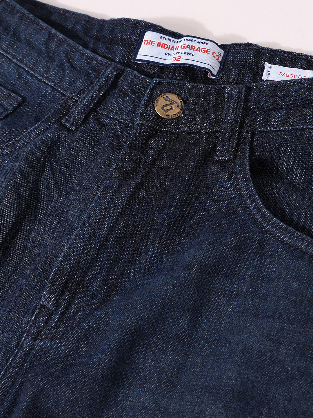 Men's Blue Baggy Fit Solid Casual Jeans