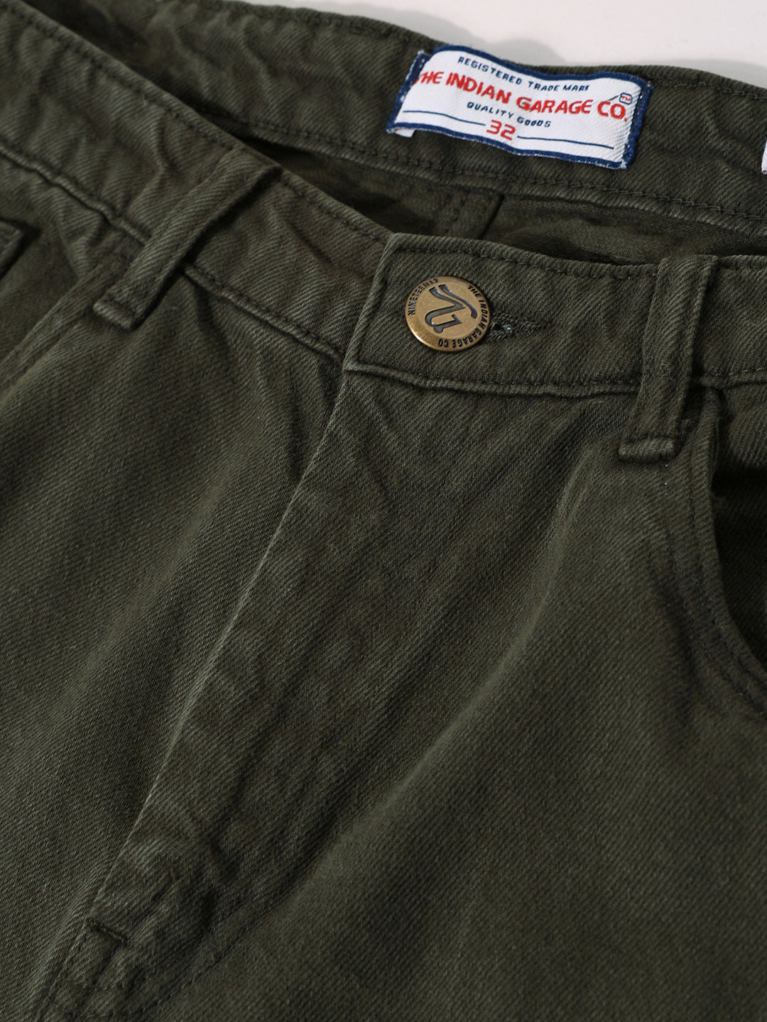 Men's Green Baggy Fit Solid Casual Jeans