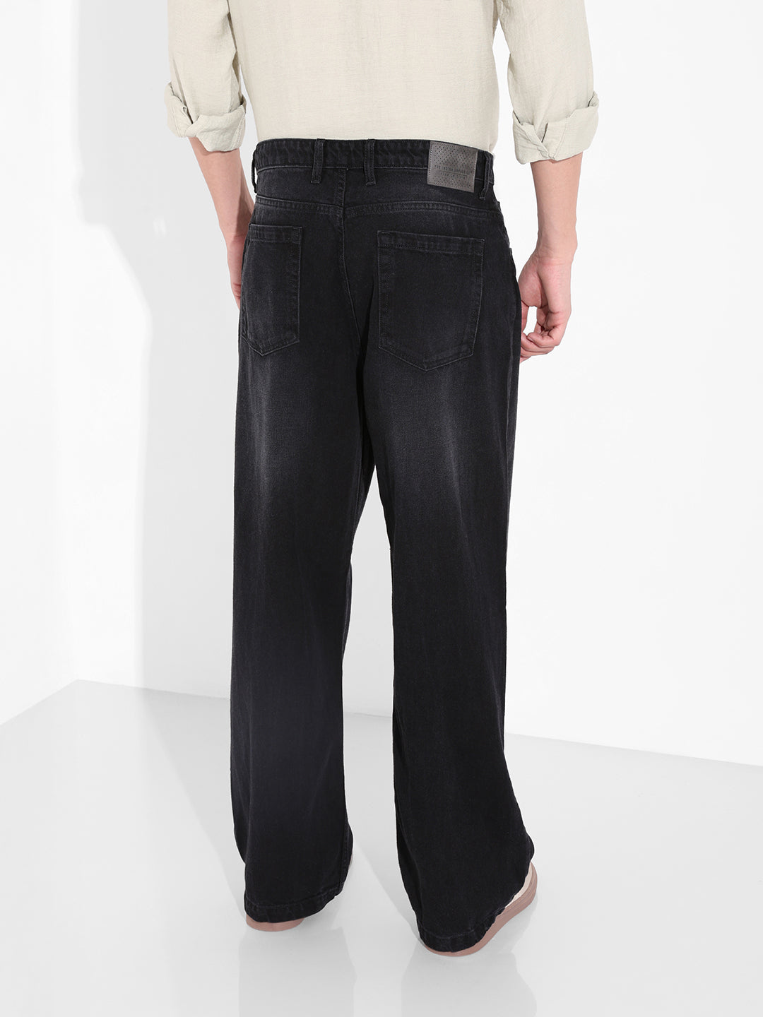 Men's Black Baggy Fit Solid Casual Jeans