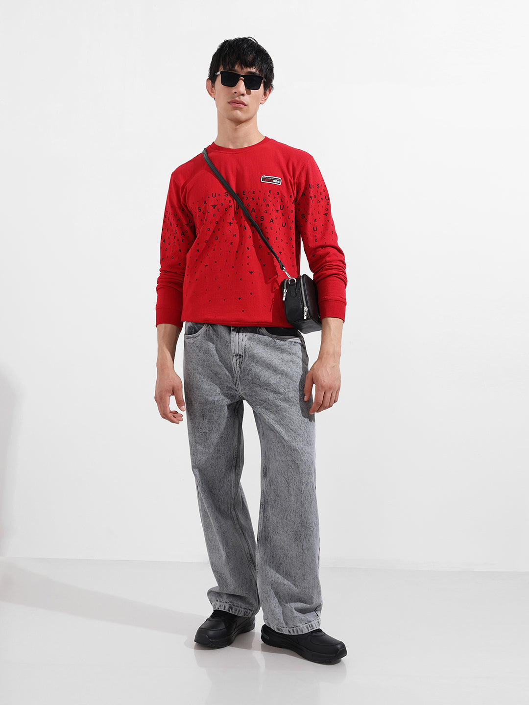 Men's Grey Baggy Fit Solid Casual Jeans