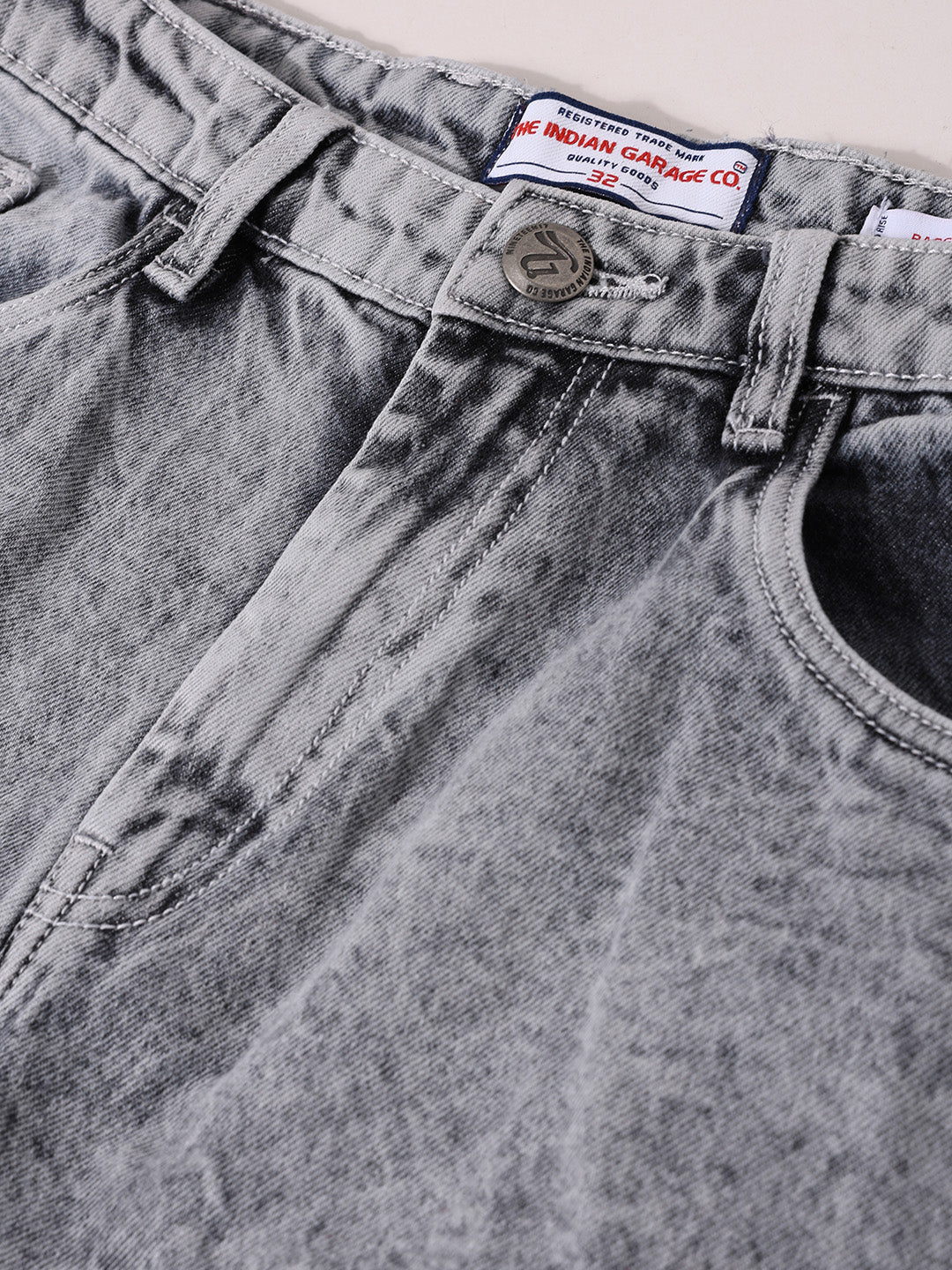 Men's Grey Baggy Fit Solid Casual Jeans