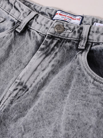Men's Grey Baggy Fit Solid Casual Jeans