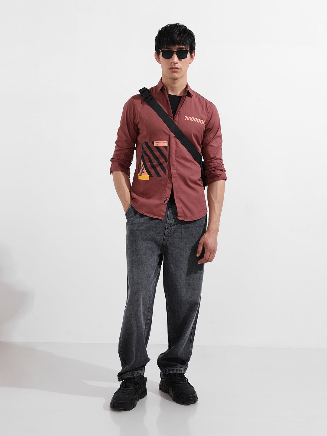 Men's Grey Loose Fit Solid Casual Jeans