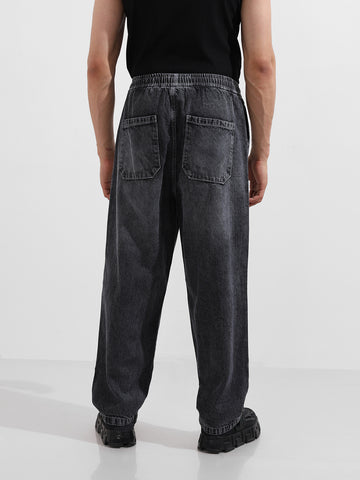 Men's Grey Relaxed Fit Solid Casual Jeans