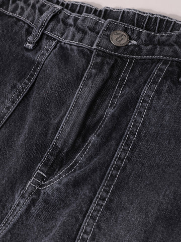 Men's Grey Relaxed Fit Solid Casual Jeans