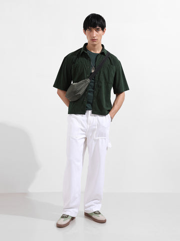 Men's White Relaxed Fit Solid Casual Jeans