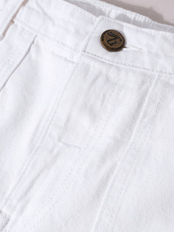 Men's White Relaxed Fit Solid Casual Jeans