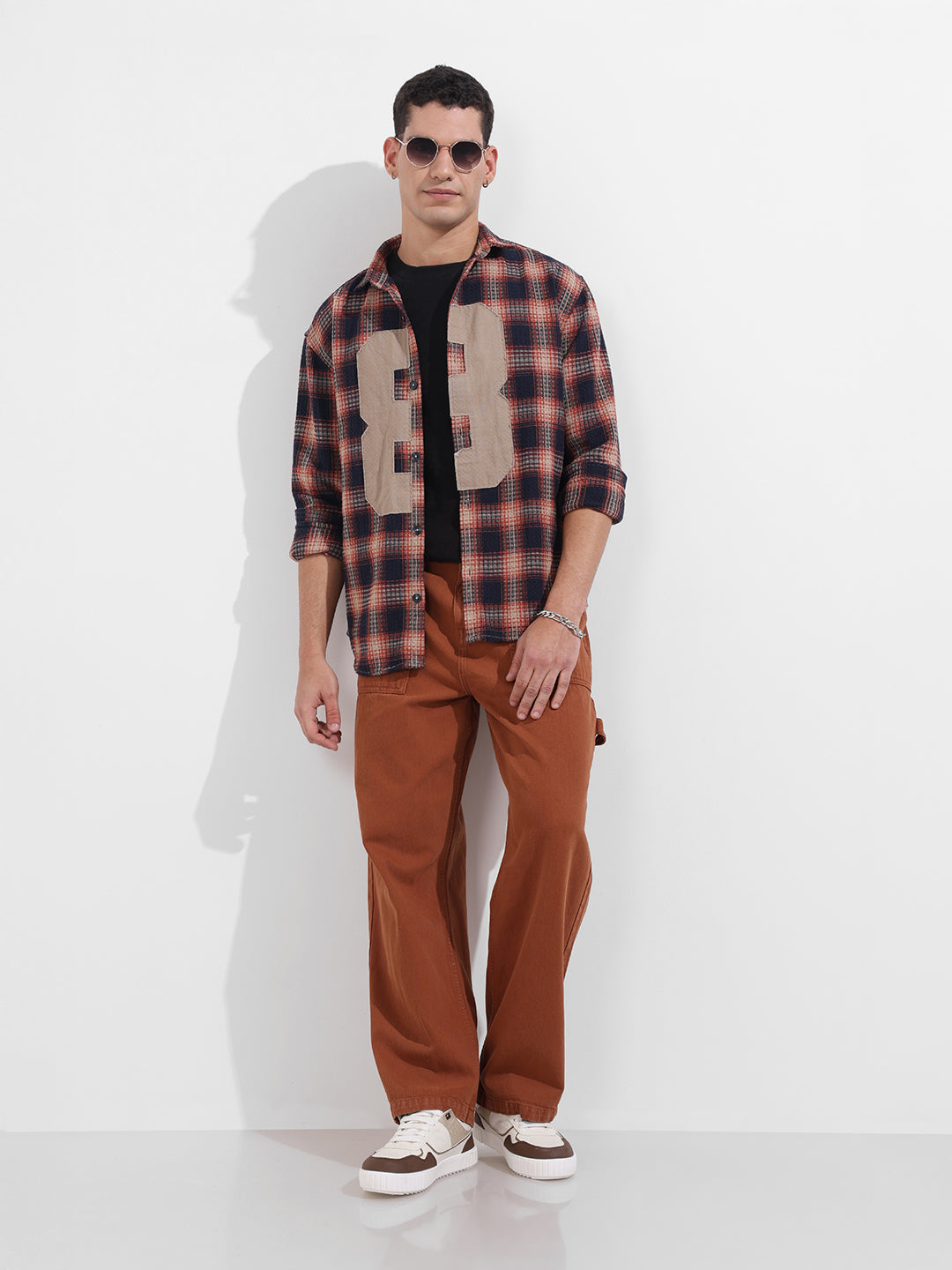 Men's Brown Relaxed Fit Solid Casual Jeans