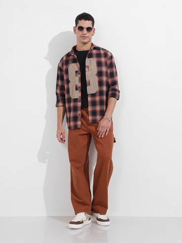 Men's Brown Relaxed Fit Solid Casual Jeans