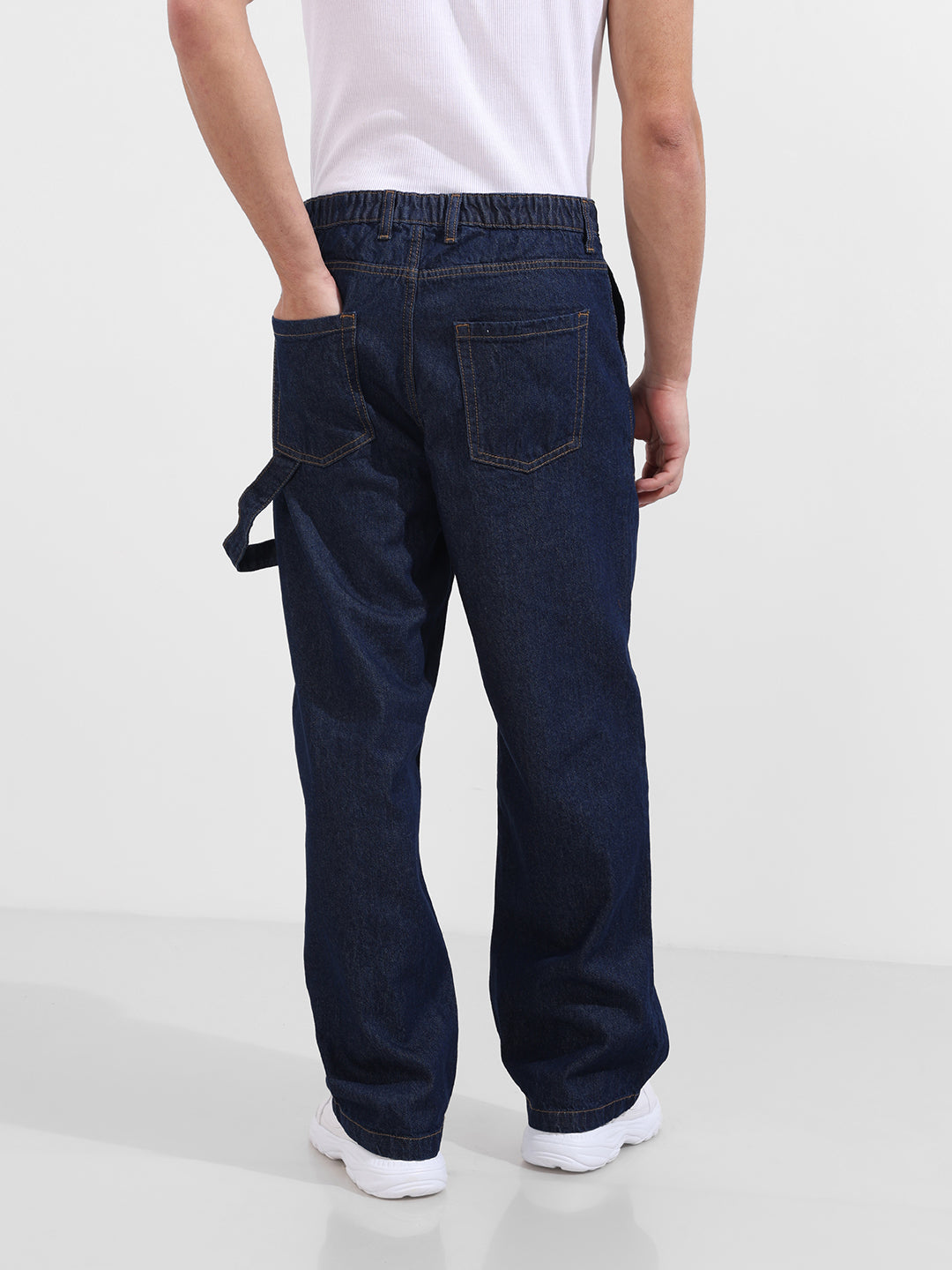 Men's Blue Relaxed Fit Solid Casual Jeans