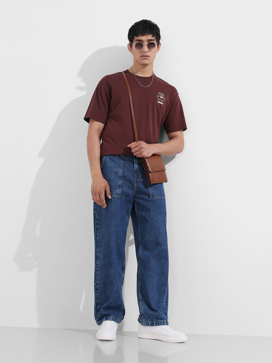 Men's Blue Relaxed Fit Solid Casual Jeans