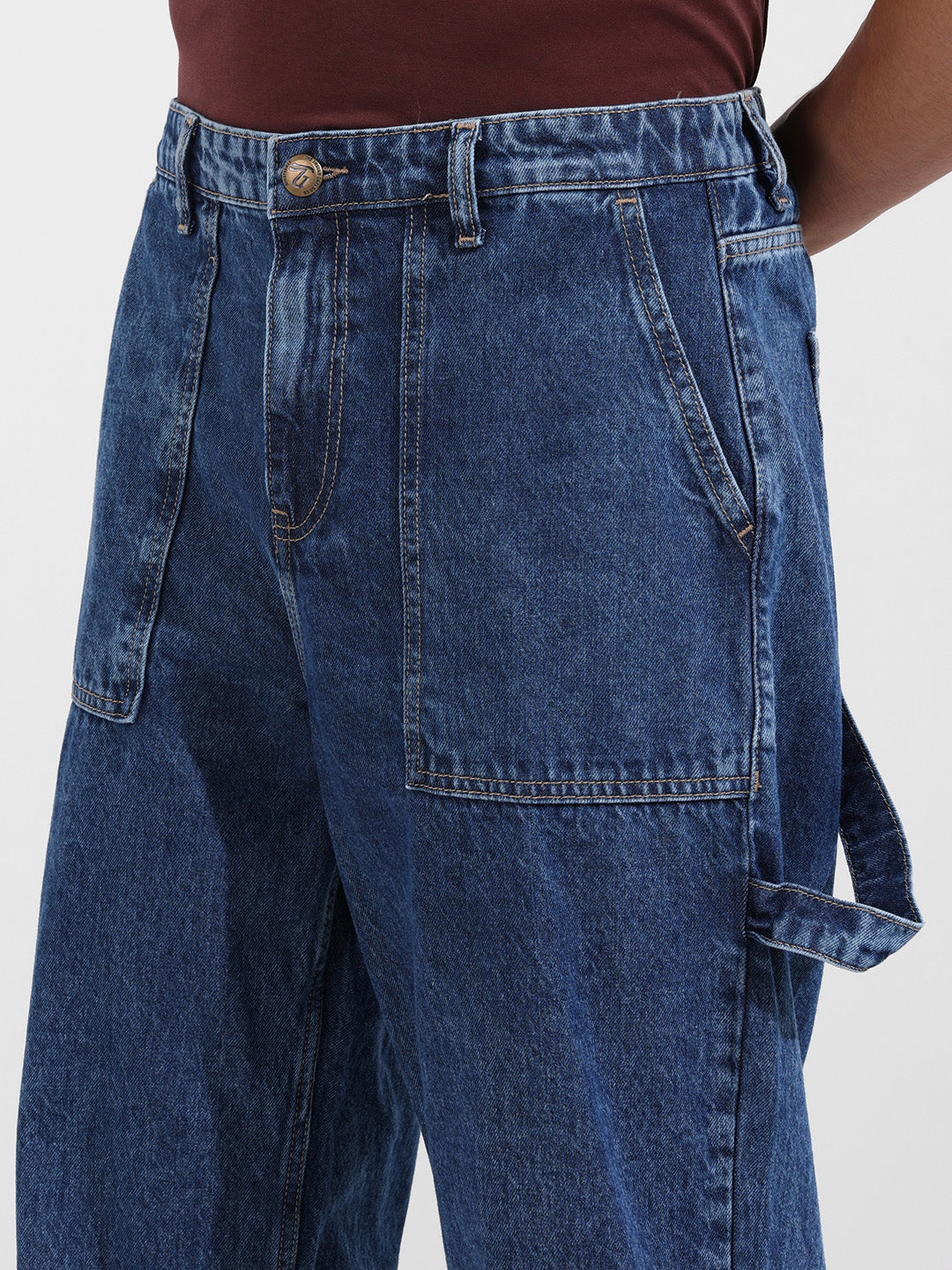Men's Blue Relaxed Fit Solid Casual Jeans