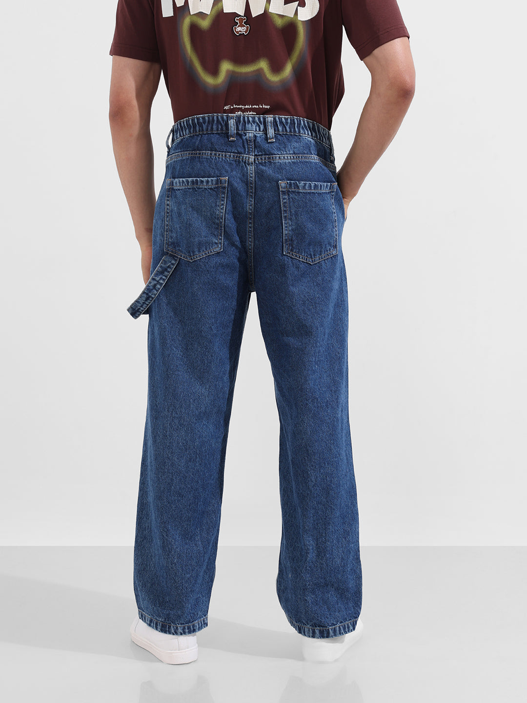 Men's Blue Relaxed Fit Solid Casual Jeans