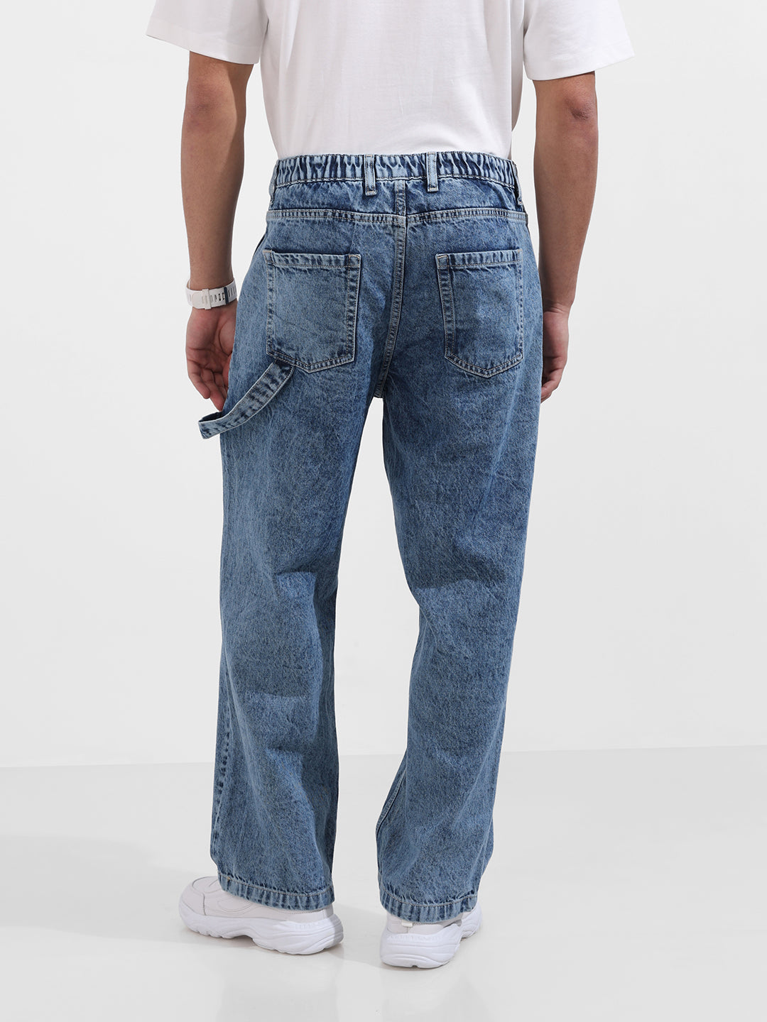 Men's Blue Relaxed Fit Solid Casual Jeans