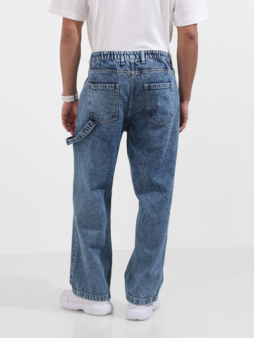 Men's Blue Relaxed Fit Solid Casual Jeans