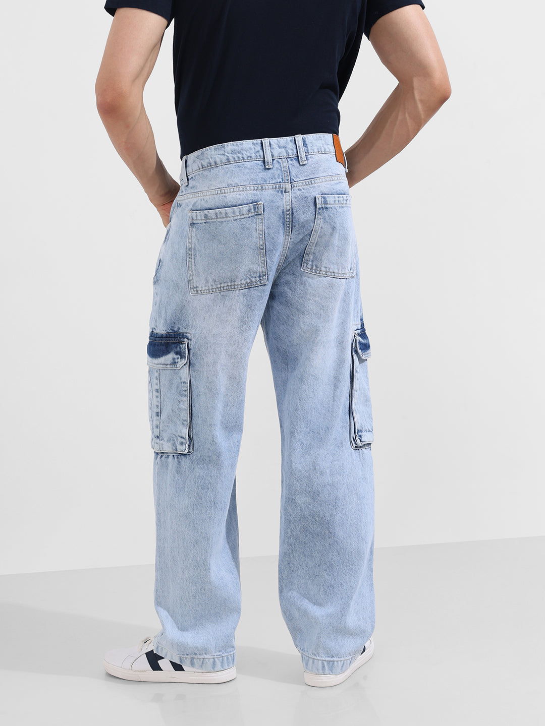 Men's Blue Relaxed Fit Solid Casual Jeans
