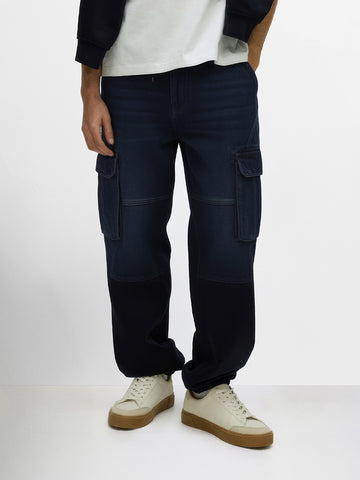 Men's Blue Relaxed Fit The Eternity Series Solid Jeans