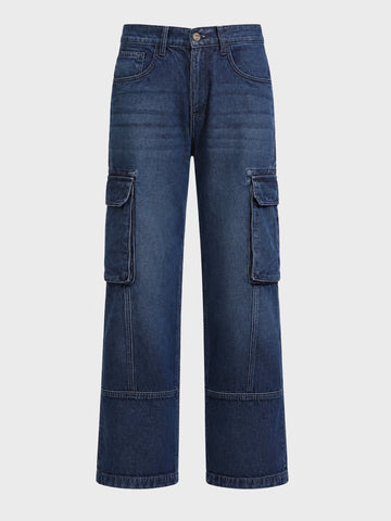 Men's Navy Blue Relaxed Fit Solid The Eternity Series Jeans