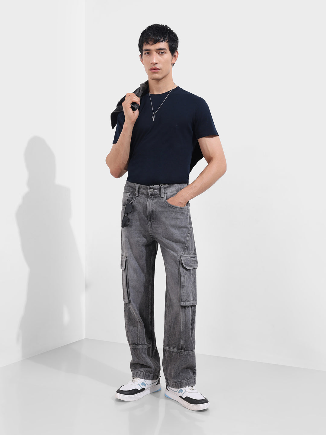 Men's Grey Relaxed Fit Solid The Eternity Series Jeans