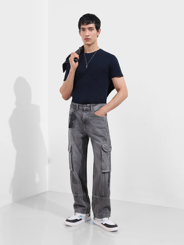 Men's Grey Relaxed Fit Solid The Eternity Series Jeans