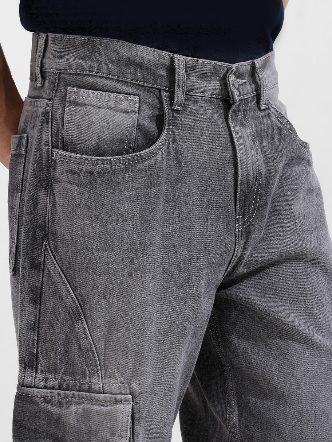 Men's Grey Relaxed Fit Solid The Eternity Series Jeans