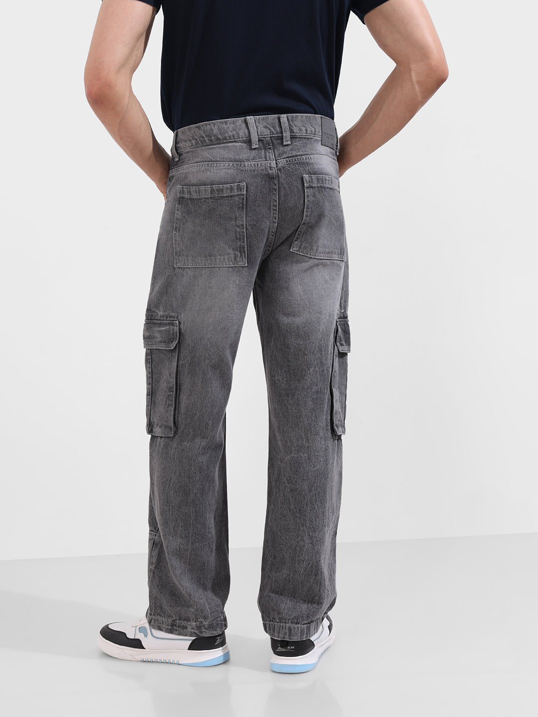 Men's Grey Relaxed Fit Solid The Eternity Series Jeans
