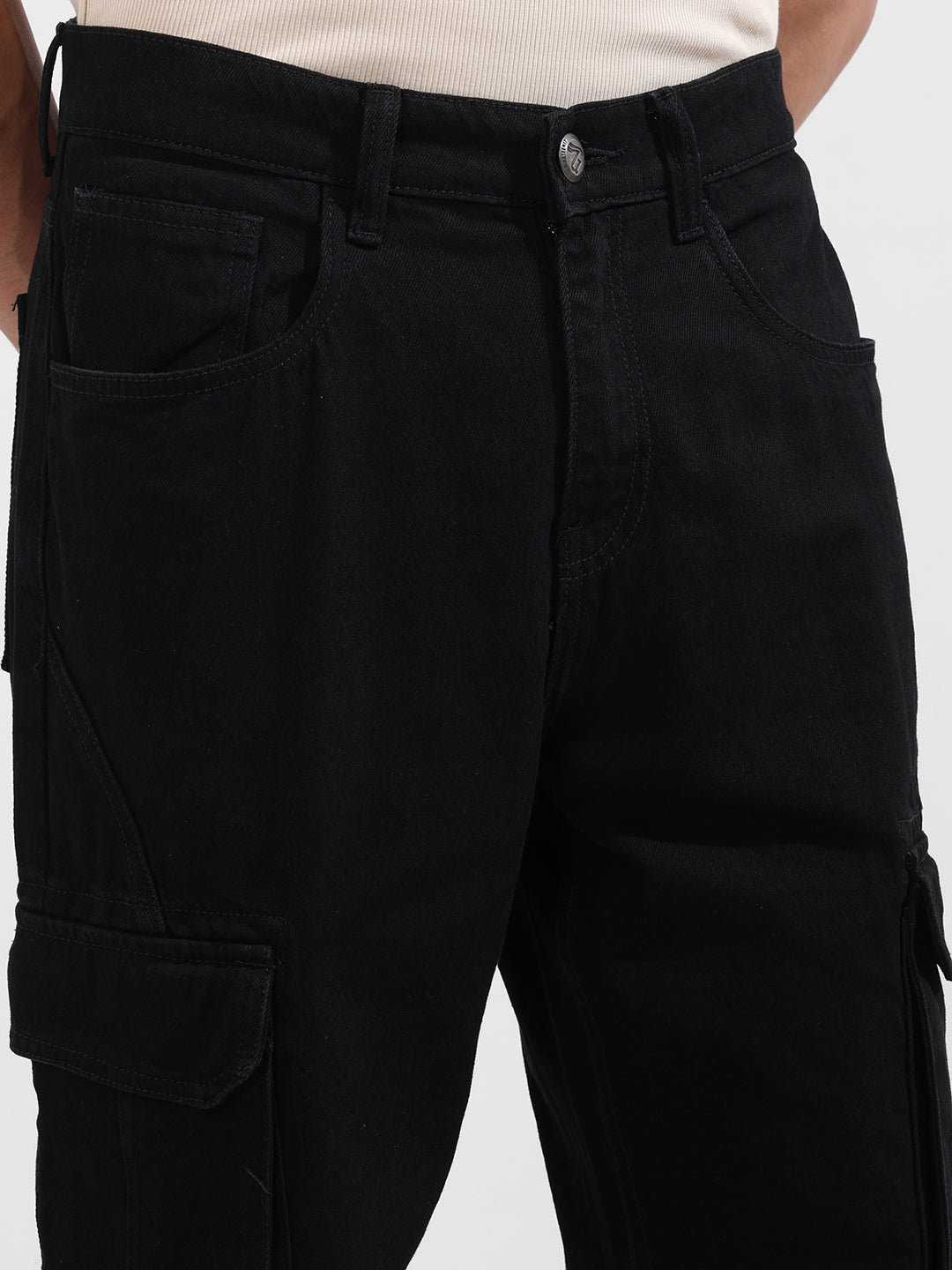 Men's Black Relaxed Fit Solid The Eternity Series Jeans