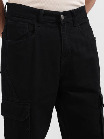 Men's Black Relaxed Fit Solid The Eternity Series Jeans