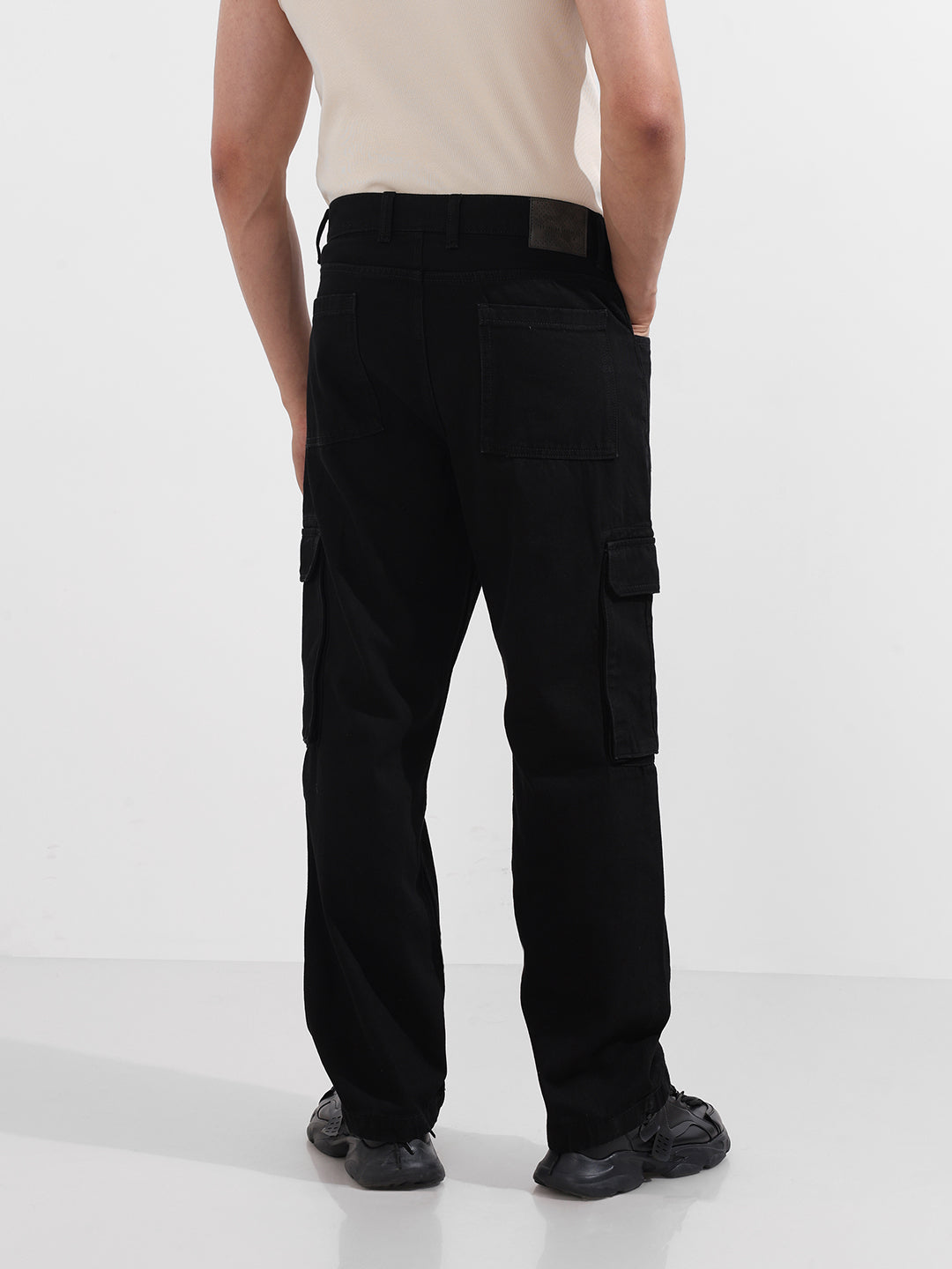 Men's Black Relaxed Fit Solid The Eternity Series Jeans